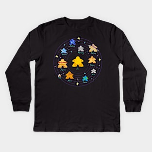 Meeple Board Game Solar System Planets Kids Long Sleeve T-Shirt